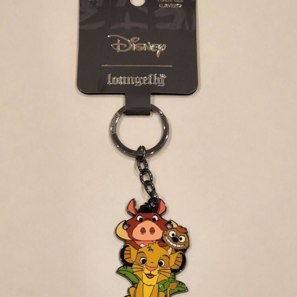 Loungefly Disney The Lion King Simba Pumbaa Timon Trio Keychain NEW - Picture 3 of 12